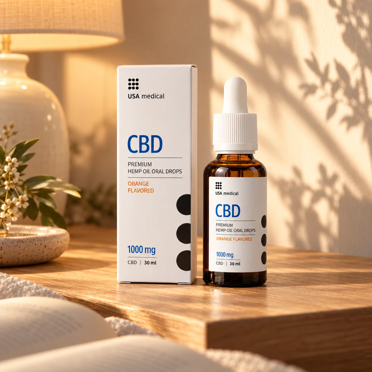 USA Medical Peace CBD Oil 1,000 mg bottle and carton