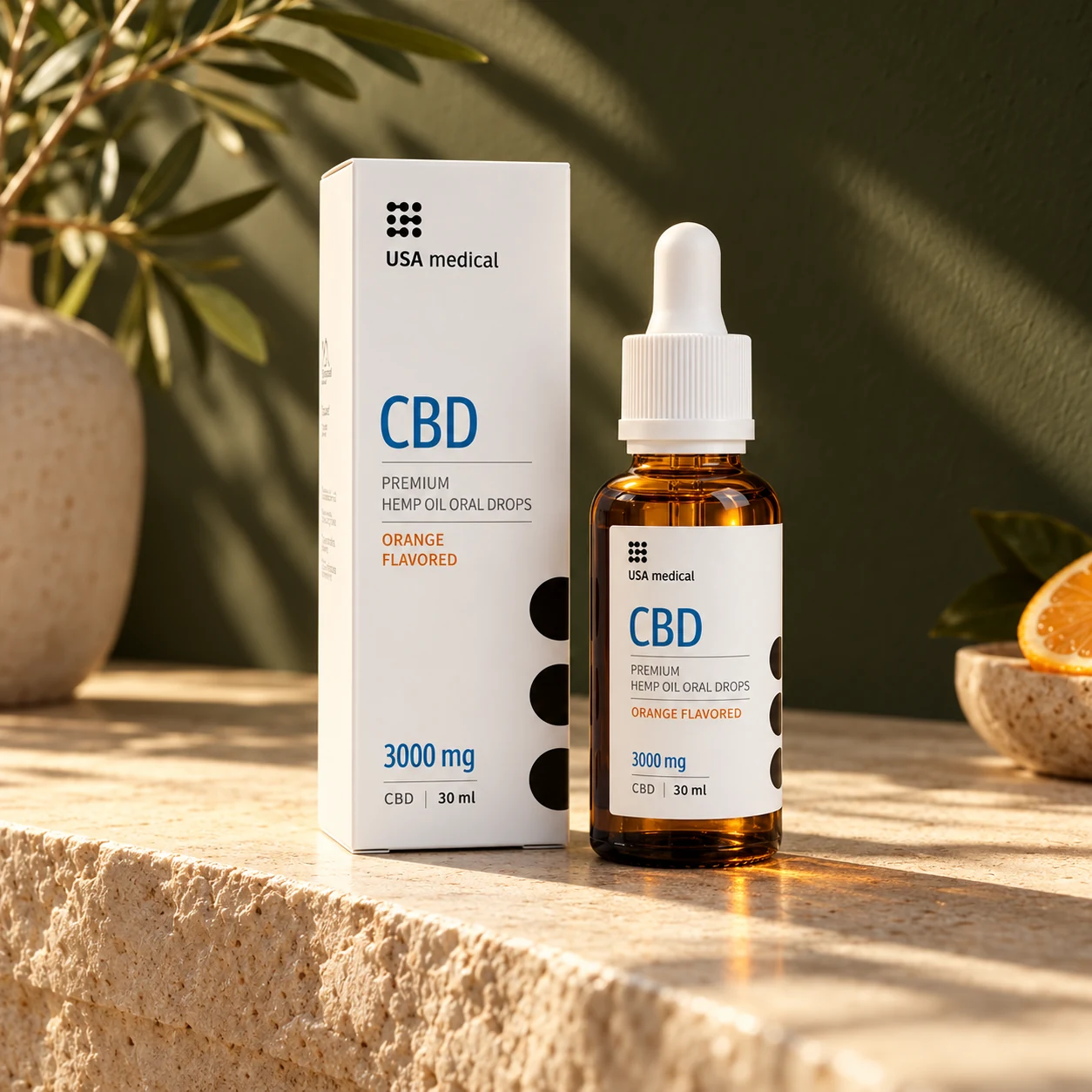 USA Medical Sleep CBD Oil 3,000 mg bottle and carton