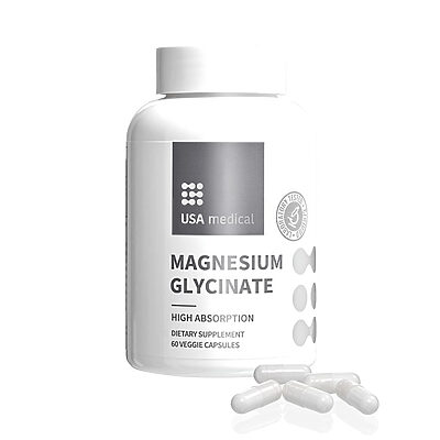 USA Medical Magnesium Glycinate Capsules, 60 Count bottle