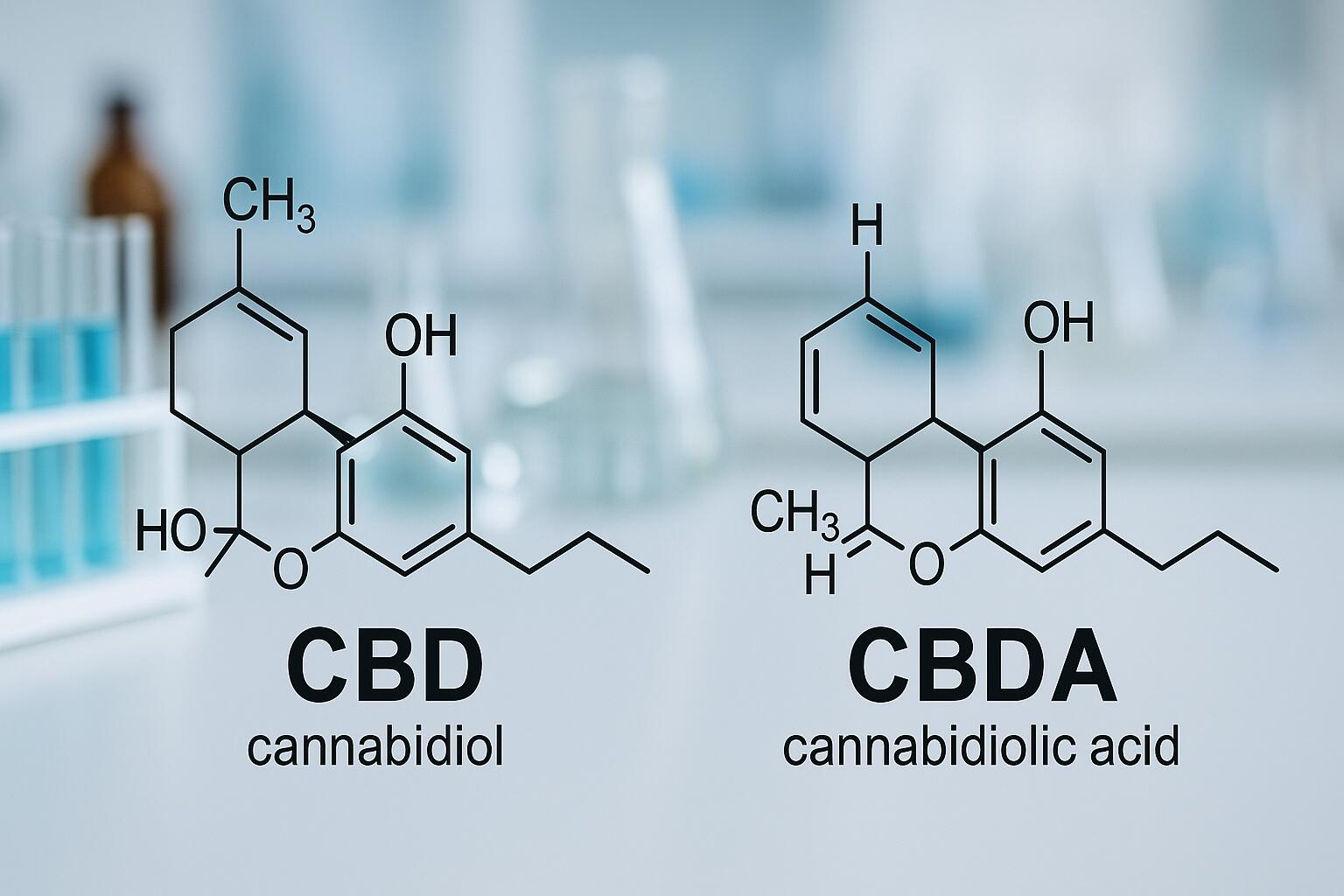 Structural differences between CBD and CBDA molecules