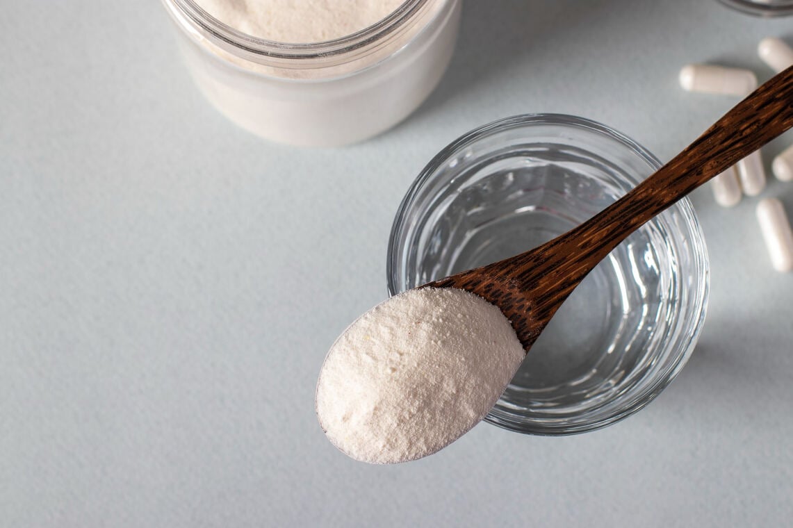 Close-up of fish collagen peptide capsules