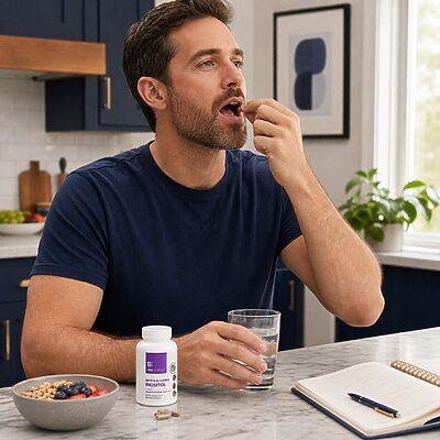 Man adding USA Medical Myo + D-Chiro Inositol to a calm morning routine