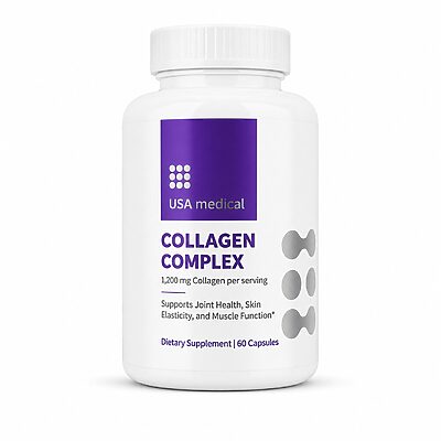USA Medical Collagen Complex 60 capsules on a clean white background