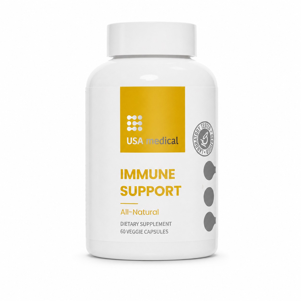 USA Medical Immune Support 60 capsules on a clean white background