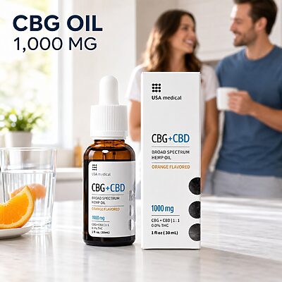 USA Medical CBG Oil 1,000 mg bright counter
