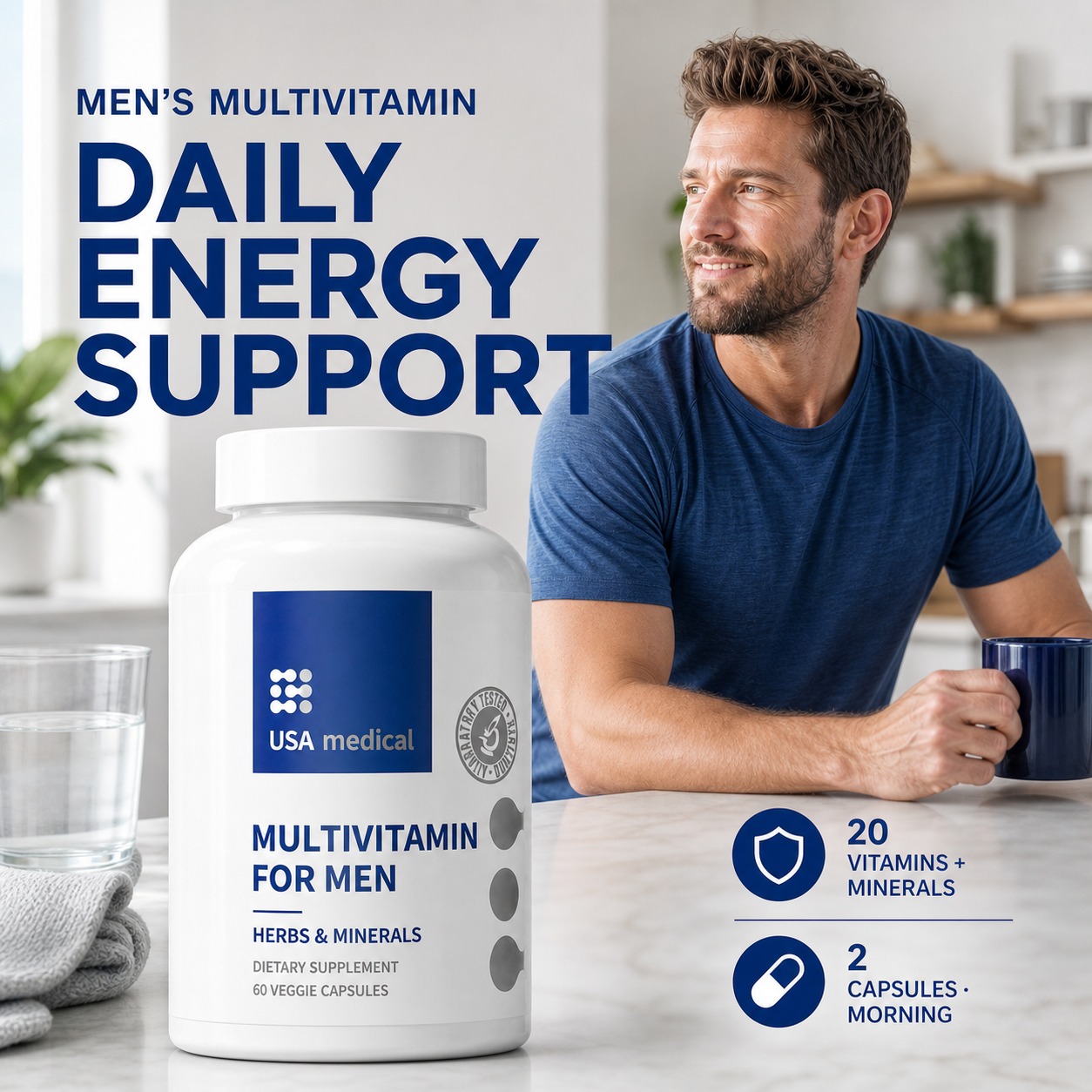 Men's Multivitamin daily energy support morning routine