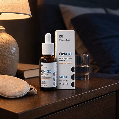 USA Medical CBN Oil 1,000 mg product nightstand