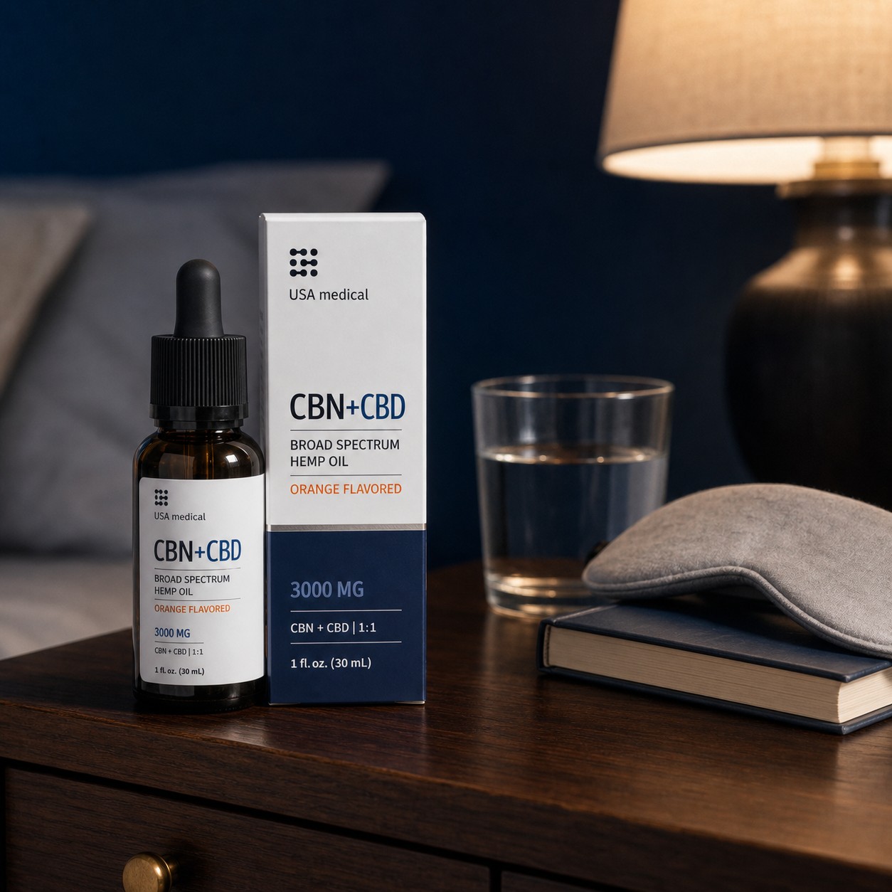 USA Medical CBN Oil 3,000 mg product nightstand