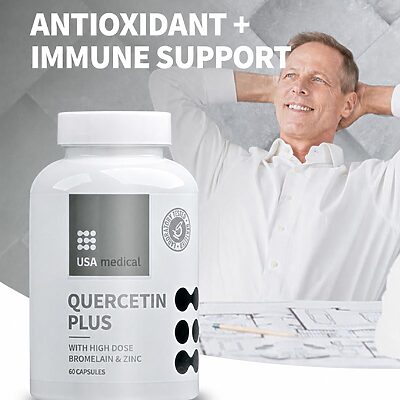 USA Medical Quercetin Capsules with Zinc and Bromelain, 60 Capsules