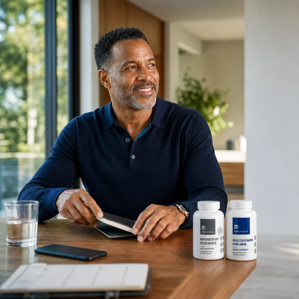 Smiling man feeling confident about his daily routine