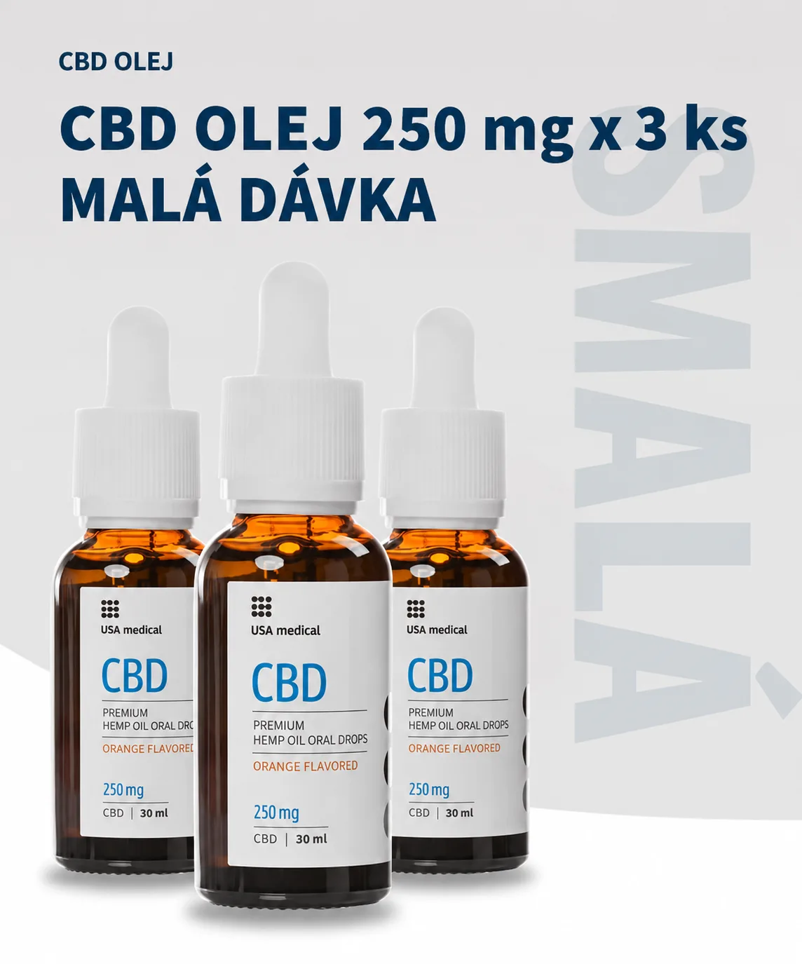 USA Medical CBD olej 250 mg | 30 ml x 3 ks