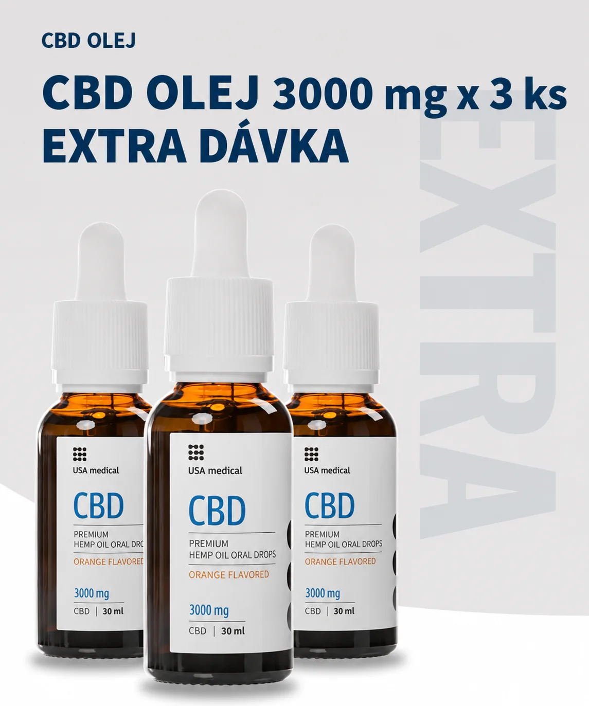 USA Medical CBD Olej 3000 mg | 30 ml x 3 ks
