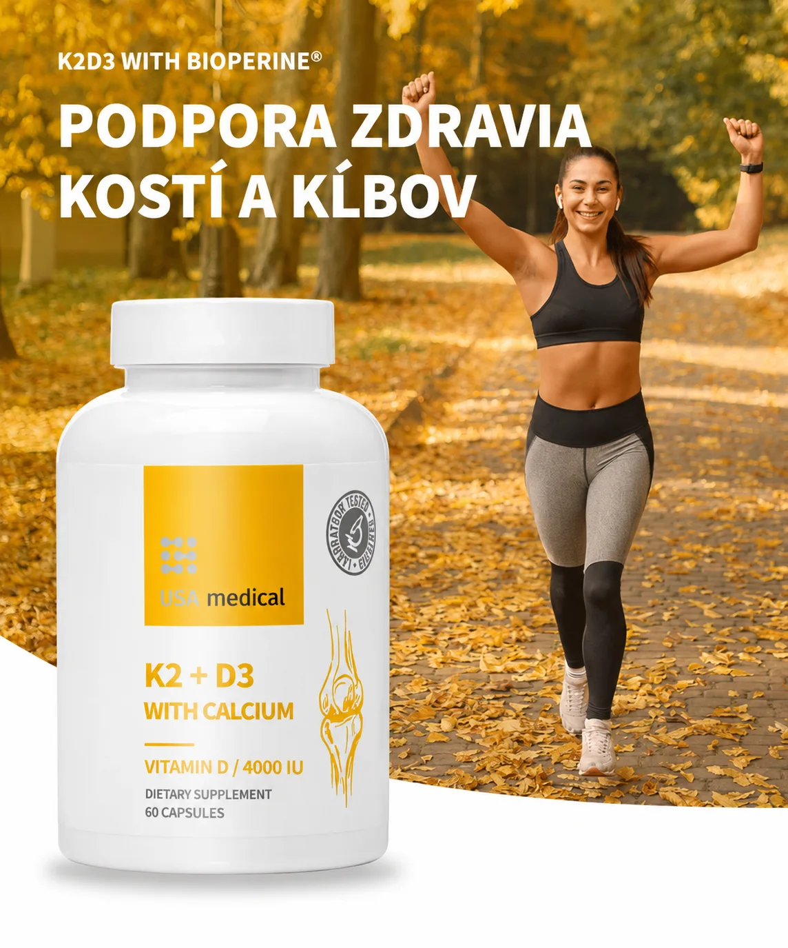K2+D3 kapsuly s vápnikom a vitamínom C 60 ks