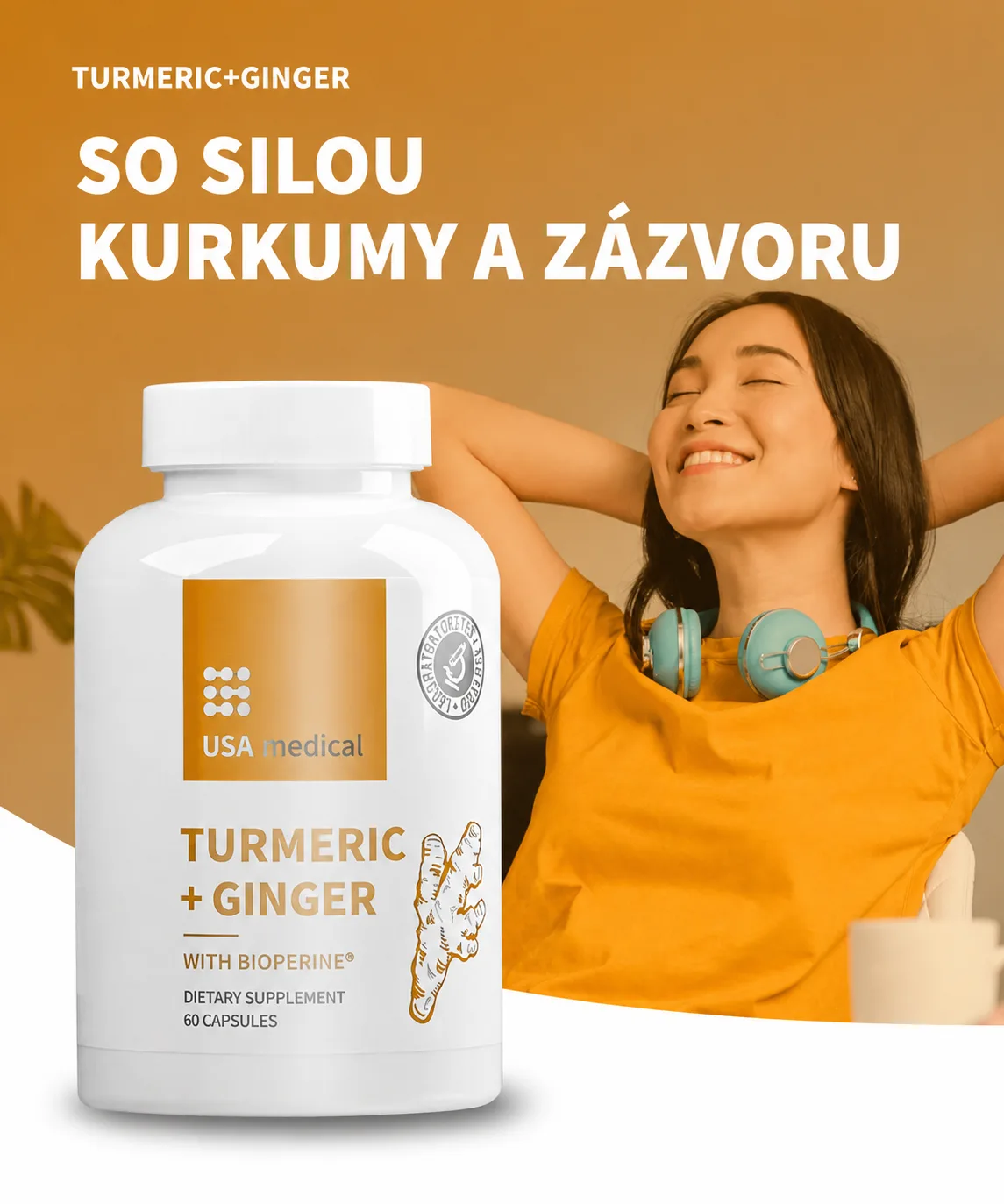 Kapsule s kurkumou a zázvorom s BioPerine® 60 ks