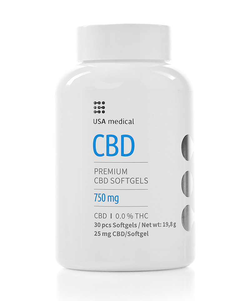 USA Medical CBD kapsuly - 750 mg | 30 ks