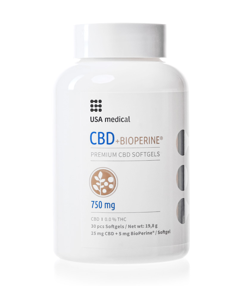 USA medical CBD + BioPerine kapsula 750 mg | 30 ks
